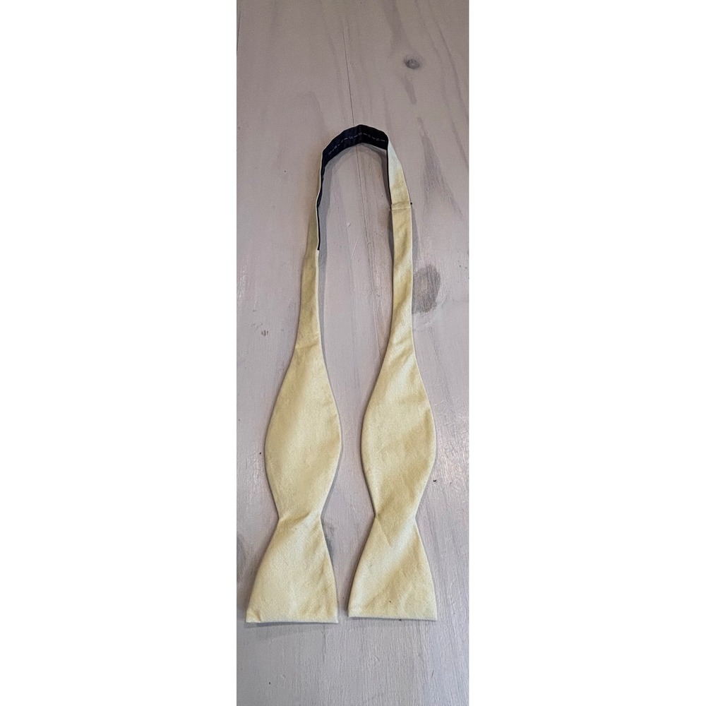 Saddlebred Mens Yellow Self Tie Bow Tie Adjustable Cotton Blend RN 43170 Preppy